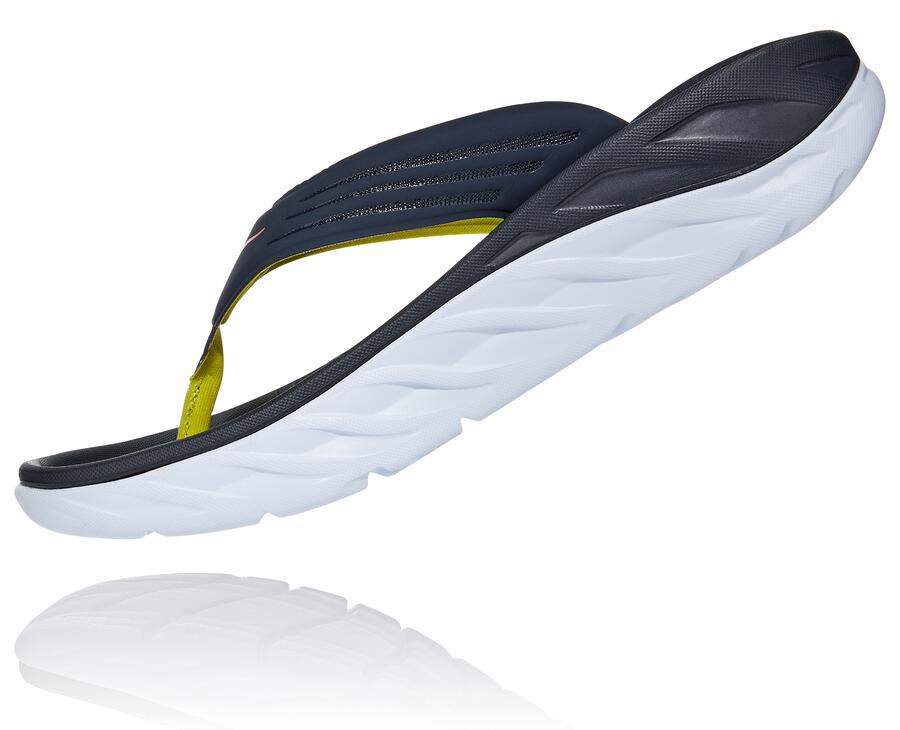 Hoka One One Mens Sandals - ORA Recovery Flip - Navy/White - DUFB01734